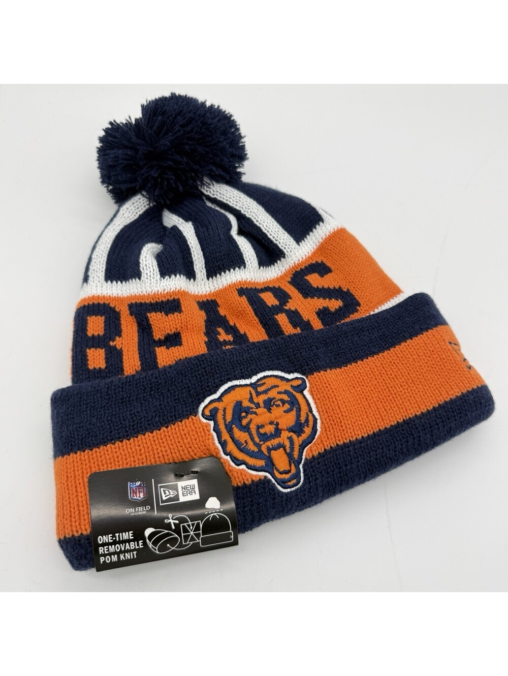 New Era Chicago Bears NFL On Field Pom Knit Beanie Black Orange NWT OSFA Winter